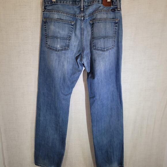 Lucky Brand 221 Original Straight Jeans Mens 34x32 Blue Denim Stretch Distressed - Picture 5 of 10
